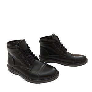 J. Ferrar Black Boots Lace Up Mid Top Round Toe Mens Size 9